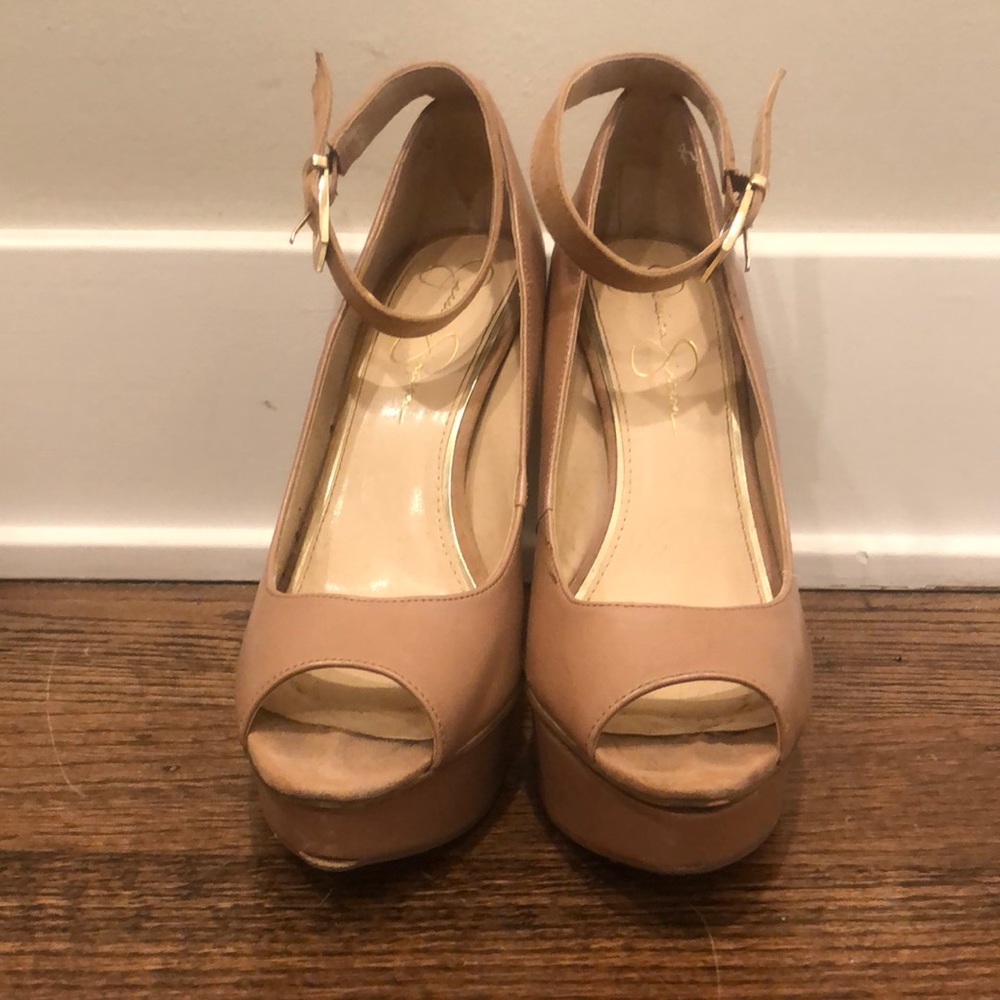 Jessica Simpson platform nude heels